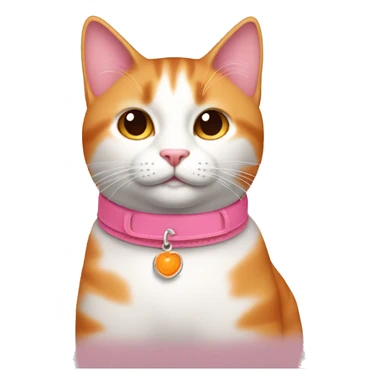 Gato naranja con collar rosa tierno  sticker