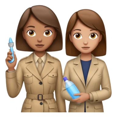 detective with beige clothing and brown hair interviewing suspect (girl) with cleaning clothing sticker