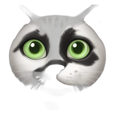black and white cat pink nose green eyes sticker