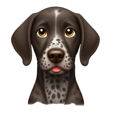 Dark Brown spotted German short haired pointer puppy with ticking with red collar  sticker