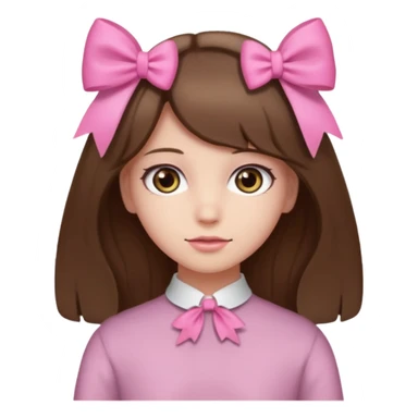 brown open hair from behind with pink bow sticker