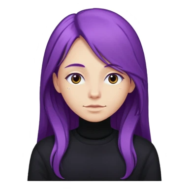 faz menos gótica mas com cabelo roxo comprido e camisola preto sticker