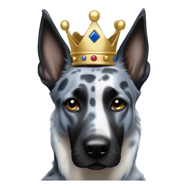 A malinois dark blue merle without red color with a crown on his head sticker