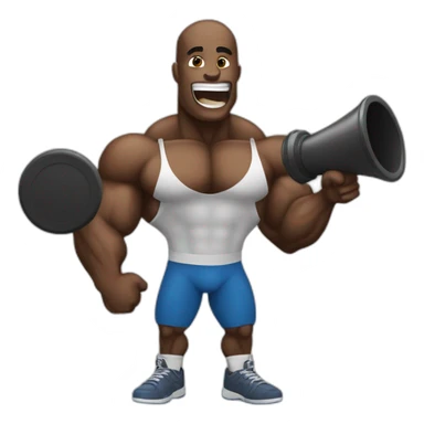 black bodybuilder with megaphone speaking sticker