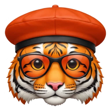 tiger in sunglasses with red berets sticker