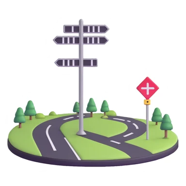 crossroads with signpost pointing in two different directions sticker