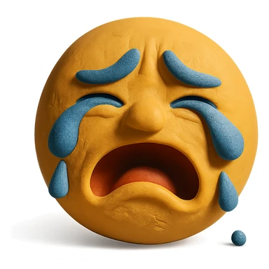 crying face, claymation style sticker