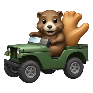 Beaver driving a jeep sticker