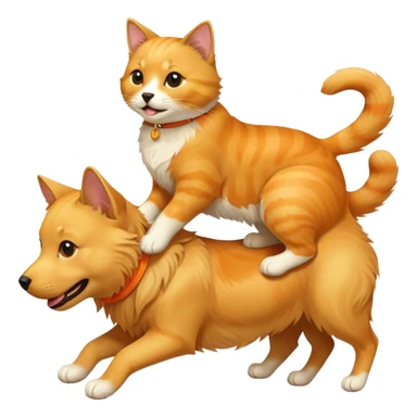 Cat riding on dog sticker