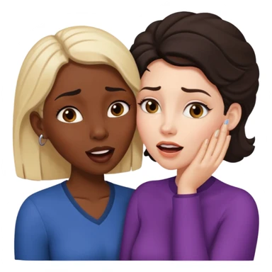 Devious cheerful white woman whispers in surprised embarrassed black woman's ear. sticker