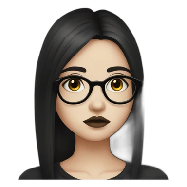 Sad+goth-girl-dark-hair-with-glasses-black-tshirt sticker