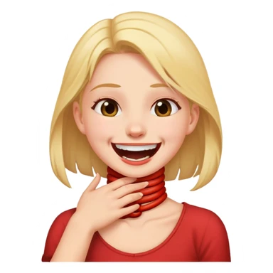 girl strangling her neck while laughing sticker