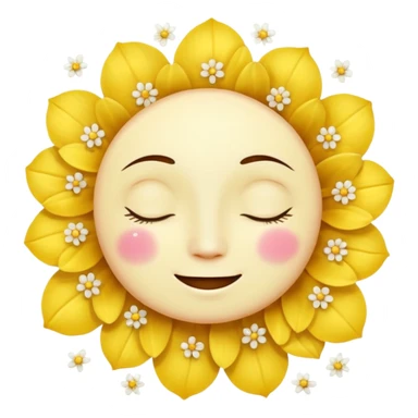 🥺🌸🥰😲✨ The face is a round yellow face, combined with other expressions and symbols. sticker