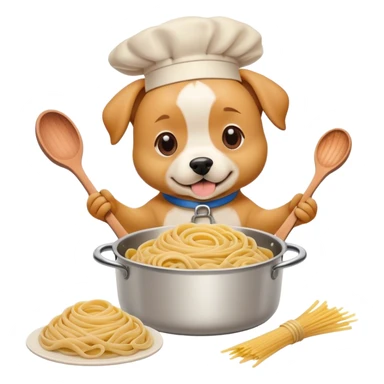 Dog cooking pasta  sticker