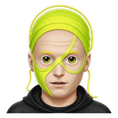 Super idol with a very or even extremely white Trevor Henderson bridge worm face is covering his head and the outline of his hairline and inside of his left ear is neon yellow and super idol is very or extremely white and the background is pitch black sticker