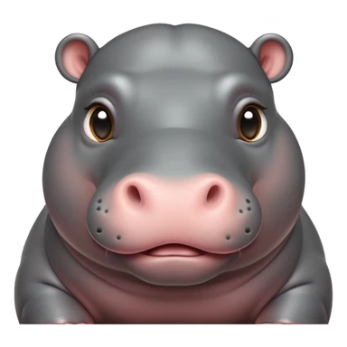 cinematic-cute baby hippo-portrait-emoji,-poised-and-regal,-with-a-massive,-robust-build-and-a-smooth,-sleek-slate-gray-hide,-deep-set-soulful-eyes,-simplified-yet-sharp-and-sophisticated-features,-highly-detailed,-glowing-with-a-soft radiance sticker