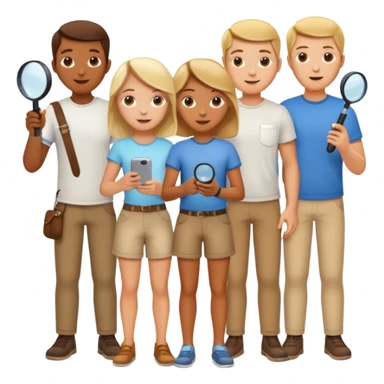 many \white people, searching, hobbies, interests, magnifying glass, users, explore, activities, find, discovery, passion, pursuit sticker