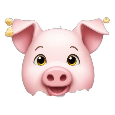 Cute Pig watching monitor while eating popcorn sticker