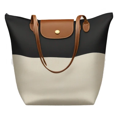 black Longchamp tote bag with brown handle sticker