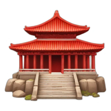 red ancient temple sticker