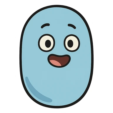 single blue pastille candy, soft rounded shape, subtle shading, minimal details, icon style sticker