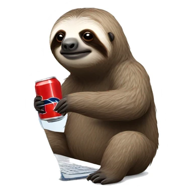 sloth with RedBull can and laptop sticker