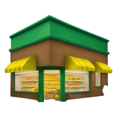 Store with green and yellow logo with fire  sticker
