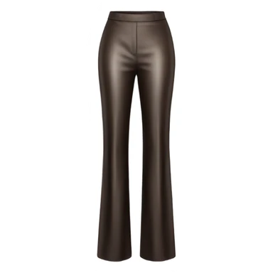high waisted long wide leg dressy casual pants in shiny Dark Brown material sticker