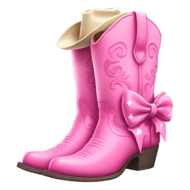 Pink cowboy boots with bow  sticker