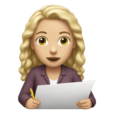 white woman writing sticker