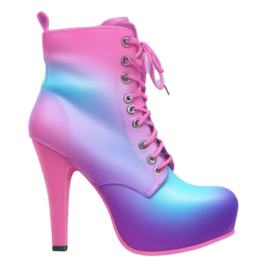 Realistic isolated top view pair of bubblegum pink purple and pastel blue ombre high heel ankle bootie boots.  sticker