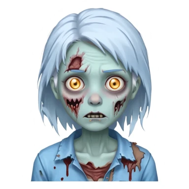 A pale blue zombie girl with white grey hair sticker