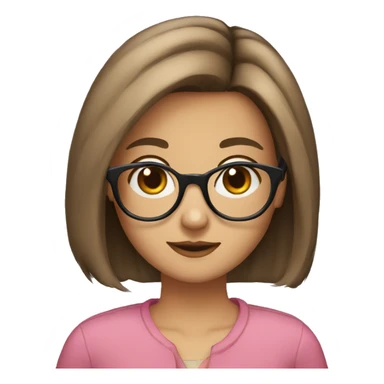 girl, glasses, bob hairstyle, brown hair, dog collar sticker