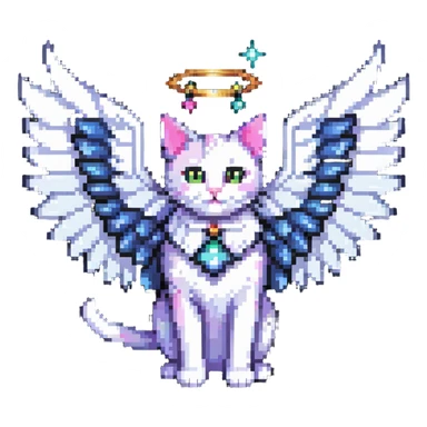 flying cat with magical wings sticker