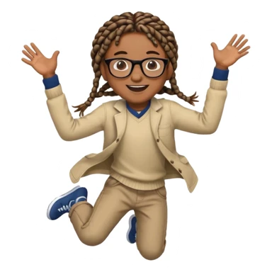 black boy with glasses and box braids jumping sticker