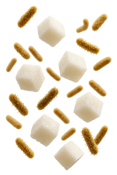 ZOLLETTE DI ZUCCHERO FLUTTUANO IN ARIA INSIEME A BATTERI INTESTINALI REALISTICI
IPERREALISTICO 4K, SFONDO BIANCO sticker