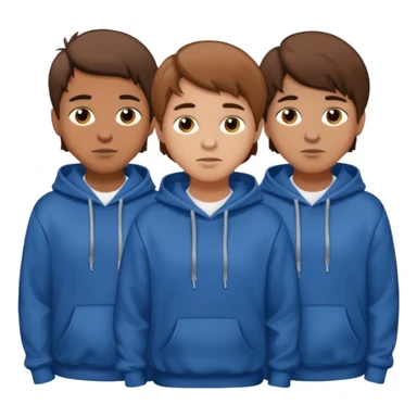 4 young men with brown hair, wearing hoodies sticker