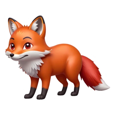 cinematic-[fox]-realistic-full-body-standing on all fours-emoji,-tail-tucked-close,-head-tilted-dramatically,-fox-[red]-fur,-simplified-yet-realistic-focused-features,-highly-detailed,-glowing-with-an-almost-sarcastic-glow  =expressive eyes sticker