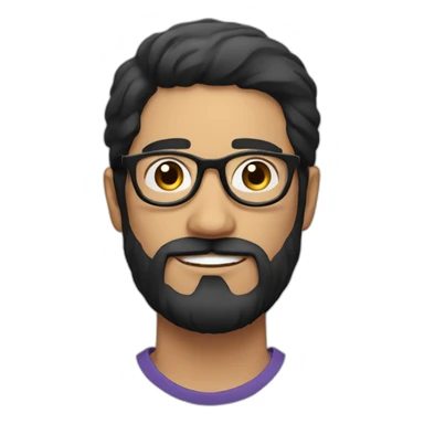 chilean man with black hair and black beard and round white glasses sticker