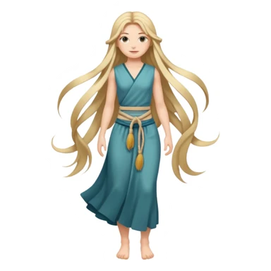 Empowered woman enjoying long tied hairs with full body side photo sticker