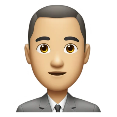 Asian, thick eyebrows, Buzz cut, suit sticker