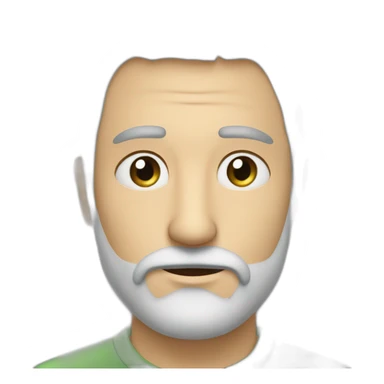 Hombre calvo 40 años ojos verdes media barba canosa nariz fina sticker