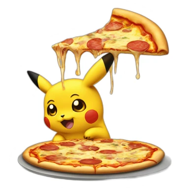 Pickachu mange une pizza sticker
