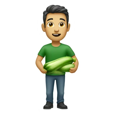 Man eating zucchini sticker