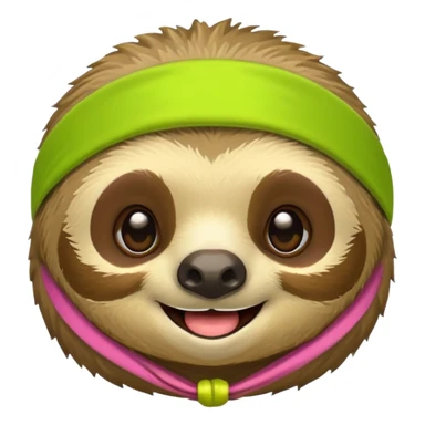 a sloth Head with a lime green headband sticker