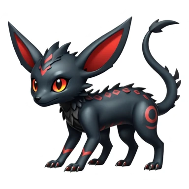 Shiny Dark Cute Majestic Sophisticated Modern Gothic Gloomy Futuristic Scaly Cyber-Salandit-Umbreon-Litten-Hybrid (Full body) sticker