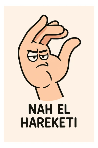 nah el hareketi, cartoon hand, playful, bold lines, white background sticker