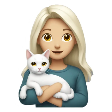 girl with a white cat in her arms sticker
