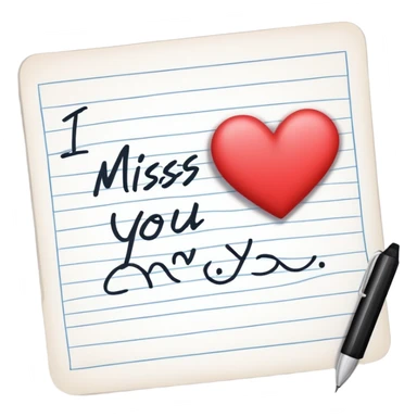 Hand written note that says “I miss you” with a hesrt sticker