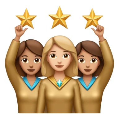 bronze women holding up 3 stars in a triangle sticker